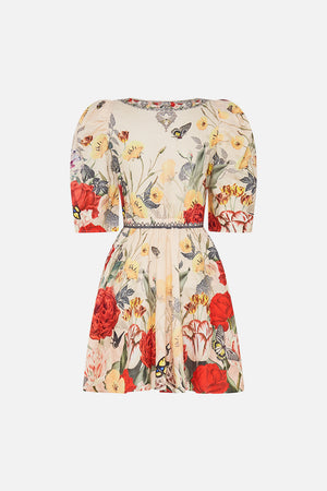 CAMILLA puff sleeve mini dress in Etched Into Eternity print