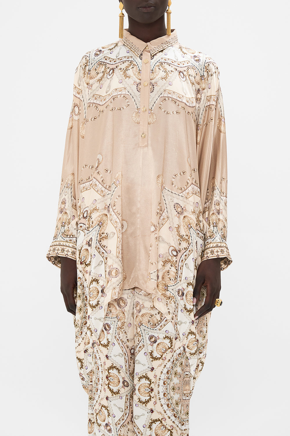 CAMILLA button up top in Grotto Goddess print
