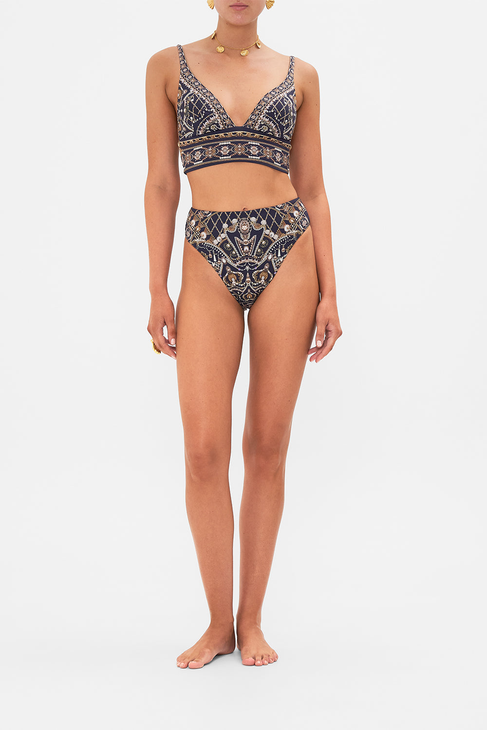 CAMILLA gold/black wide band hi tri bra in Dance with the Duke