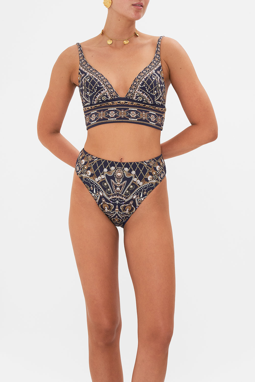 CAMILLA gold/black wide band hi tri bra in Dance with the Duke