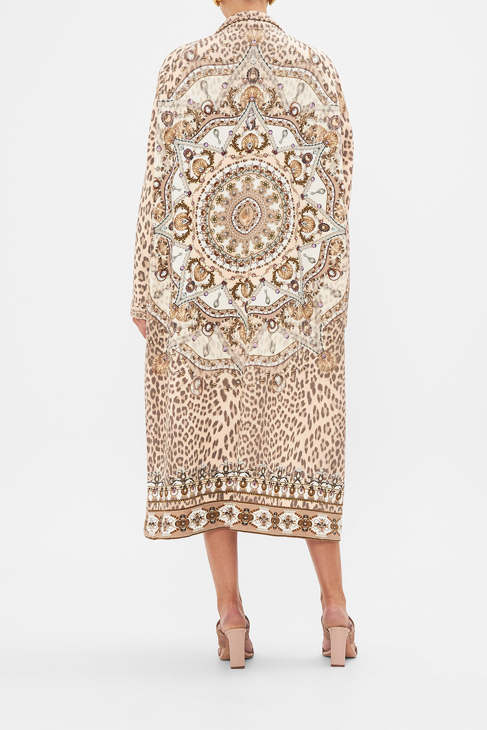 CAMILLA printed trench coat in Grotto Goddess print