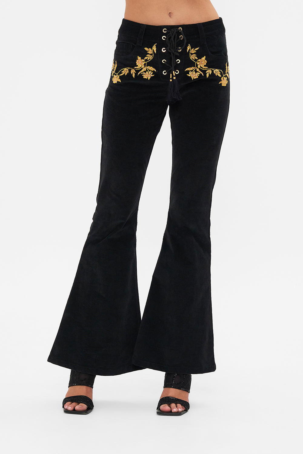 CAMILLA floral Eyelet Front Pant in Stitched in Time