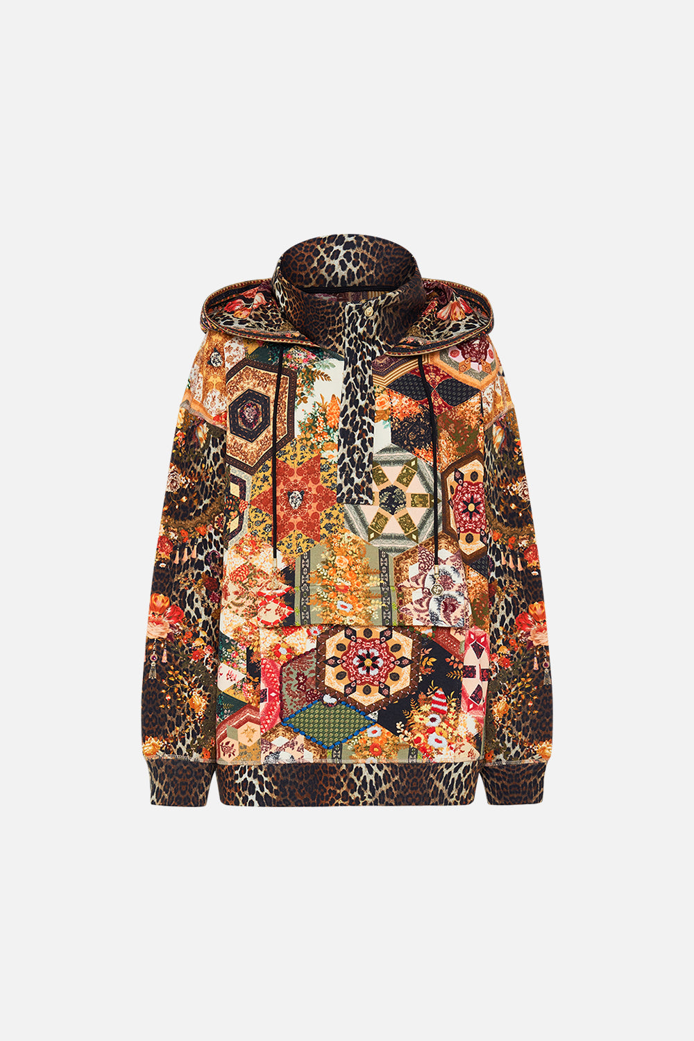 CAMILLA floral half-zip hoodie with pocket flap in Stitched In Time print.
