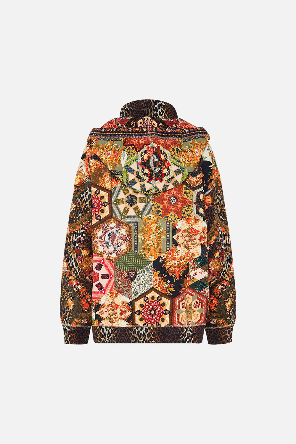 CAMILLA floral half-zip hoodie with pocket flap in Stitched In Time print.