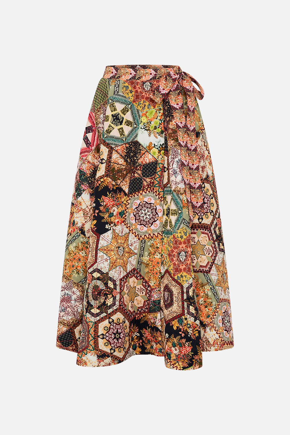 REVERSIBLE EMBROIDERED QUILTED WRAP SKIRT STITCHED IN TIME
