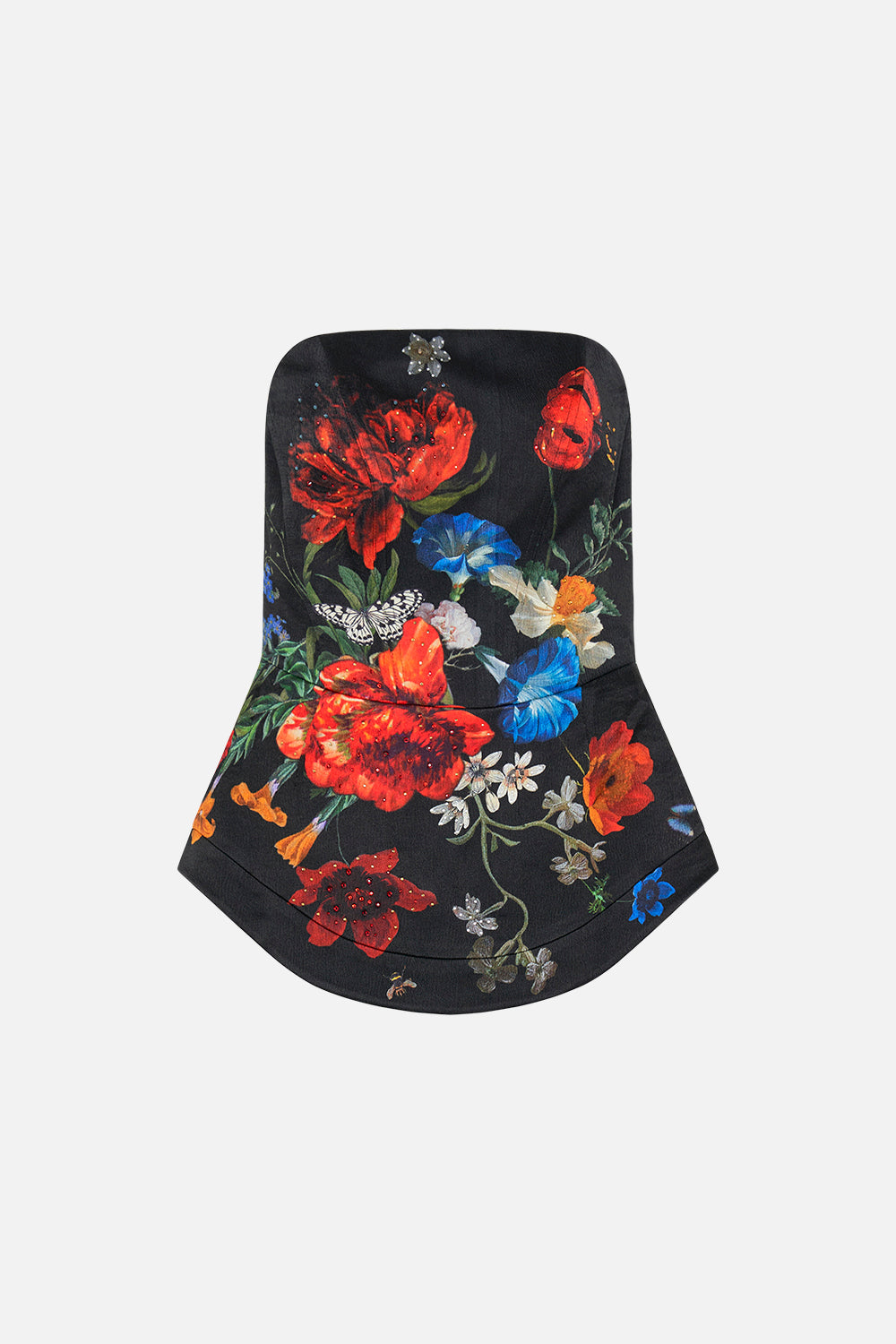 CAMILLA black floral print corset in A Still life print