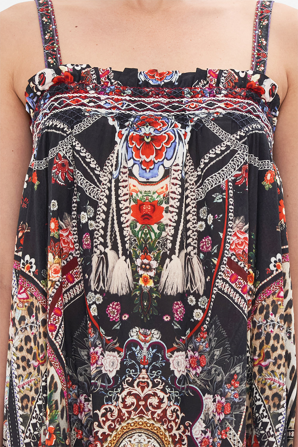 CAMILLA wide strap sundress in Volendam Dolls print