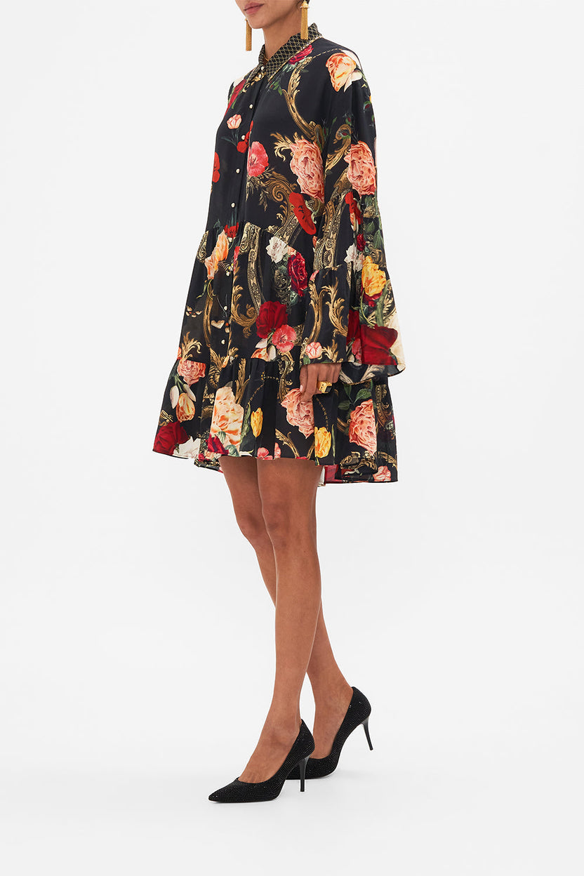 Paula Collared Tiered Dress