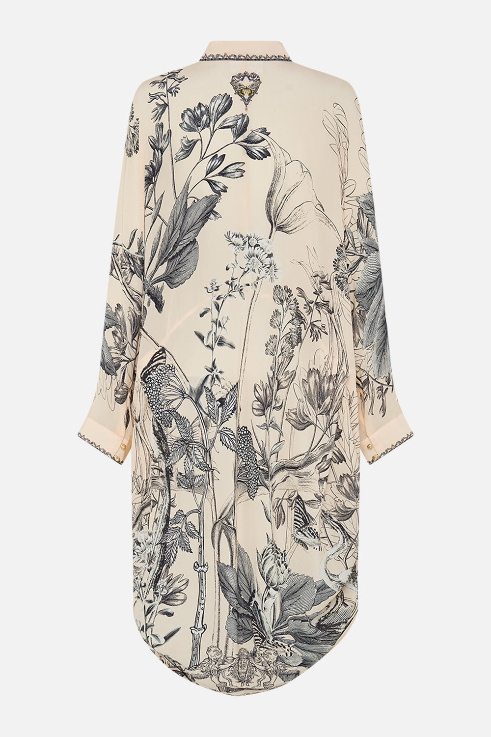 CAMILLA Multi Button Up Top with Draped Back in Etched into Eternity print