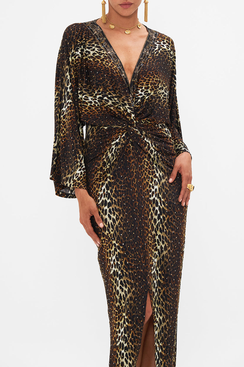 LONG SPLIT FRONT TWIST DRESS DINING HALL DARLING main image 0