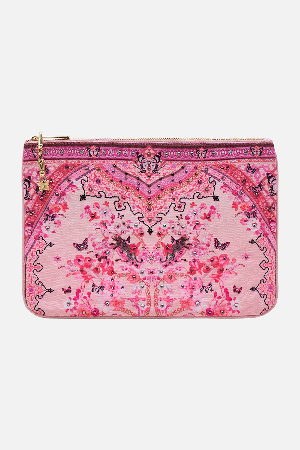 CAMILLA Small Canvas Clutch in Botanical Novella print