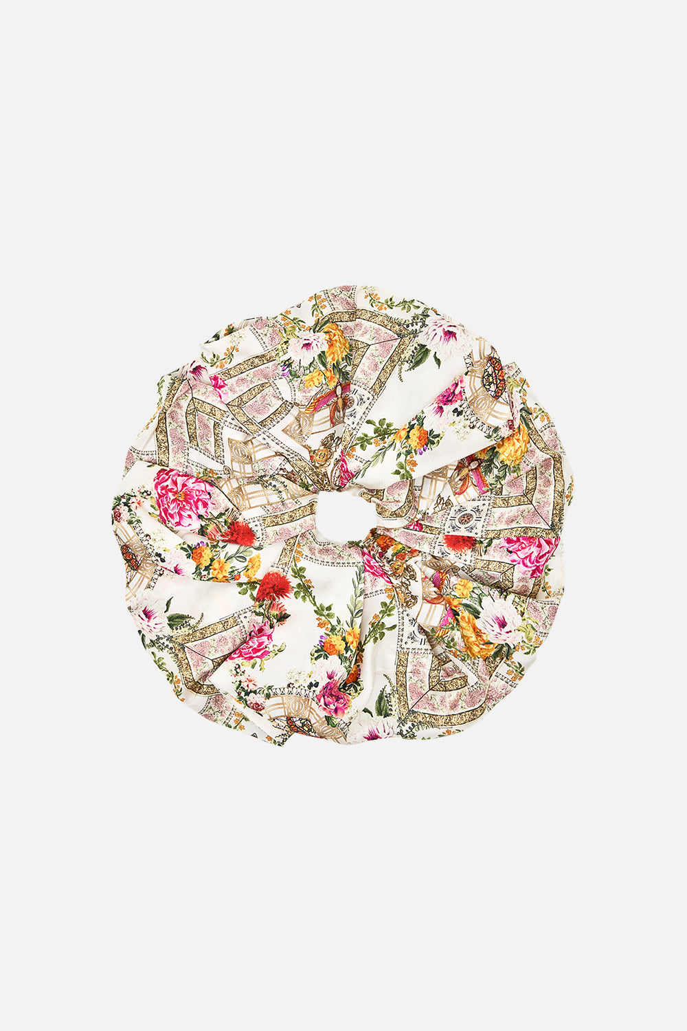 CAMILLA Oversized scrunchie in Egyptian rose print.