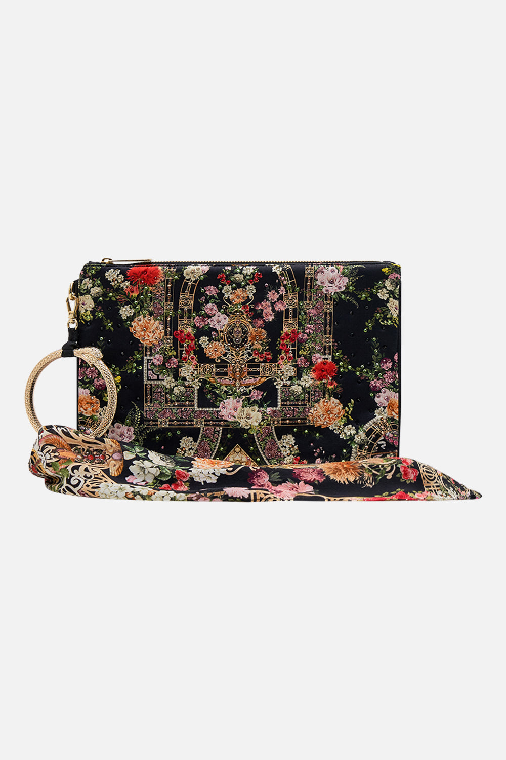 CAMILLA Ring scarf clutch in Adorned in Alexandria print.