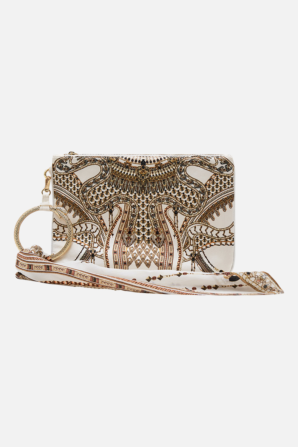 CAMILLA Ring Scarf Clutch in Goddess Energy print
