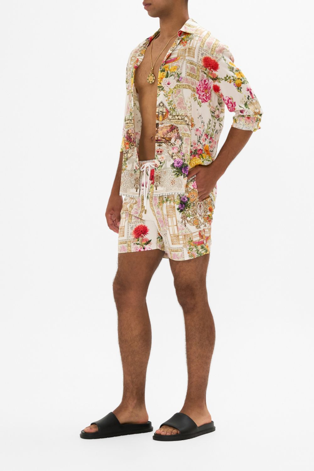 CAMILLA Mid length boardshort in Egyptian rose print.