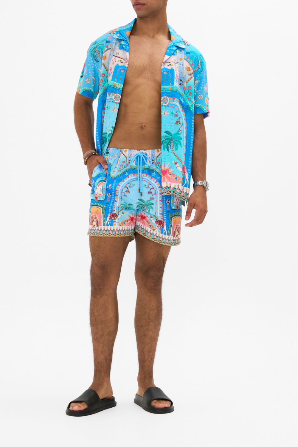 CAMILLA Mid Length Boardshort in A Painted Village print