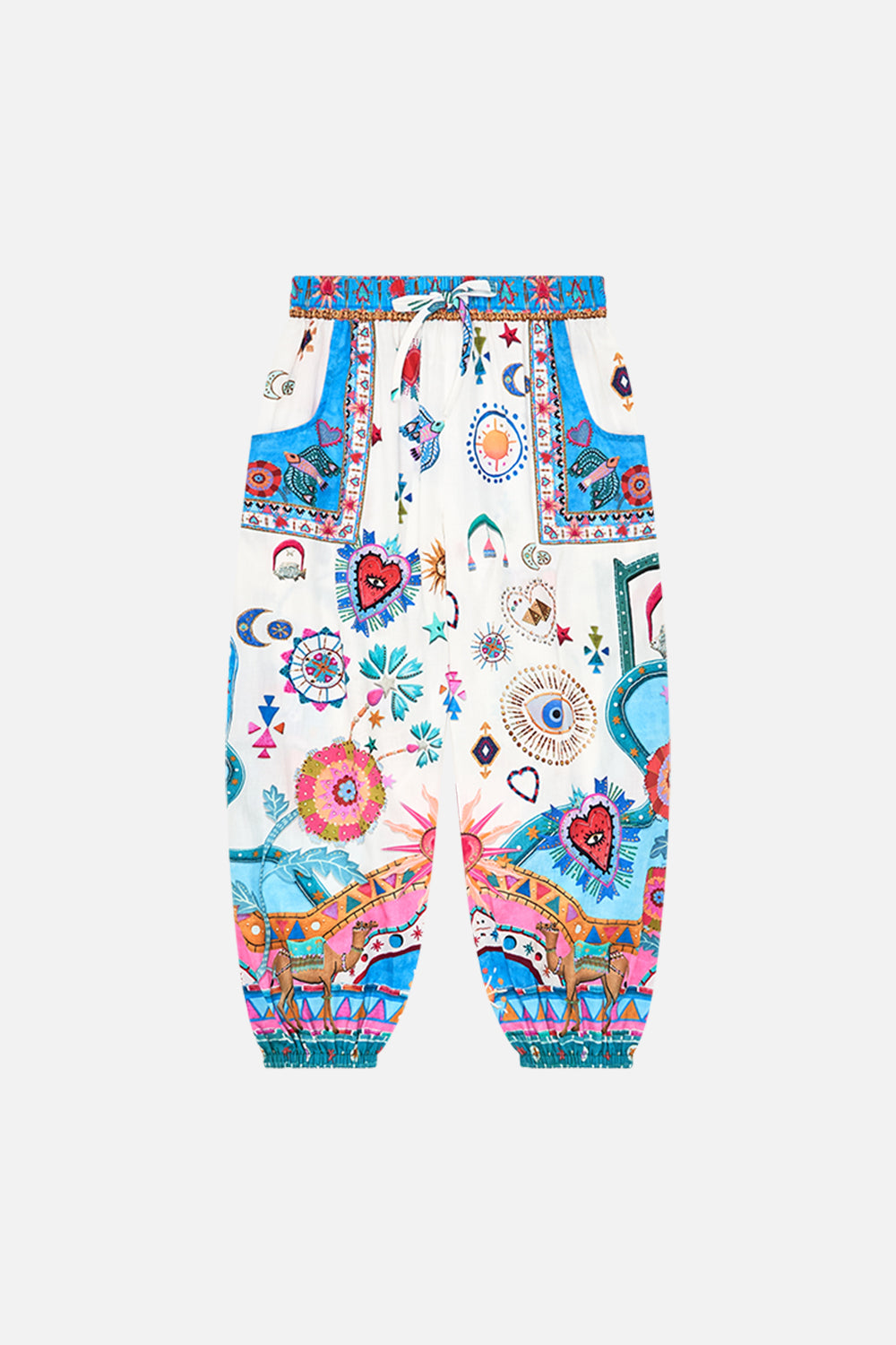 CAMILLA Kids Relaxed Beach Pant With Pockets 4-10 in Rainbow Roads print