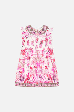 CAMILLA Kids Shirred Mini Dress With Collar 4-10 in Botanical Novella print