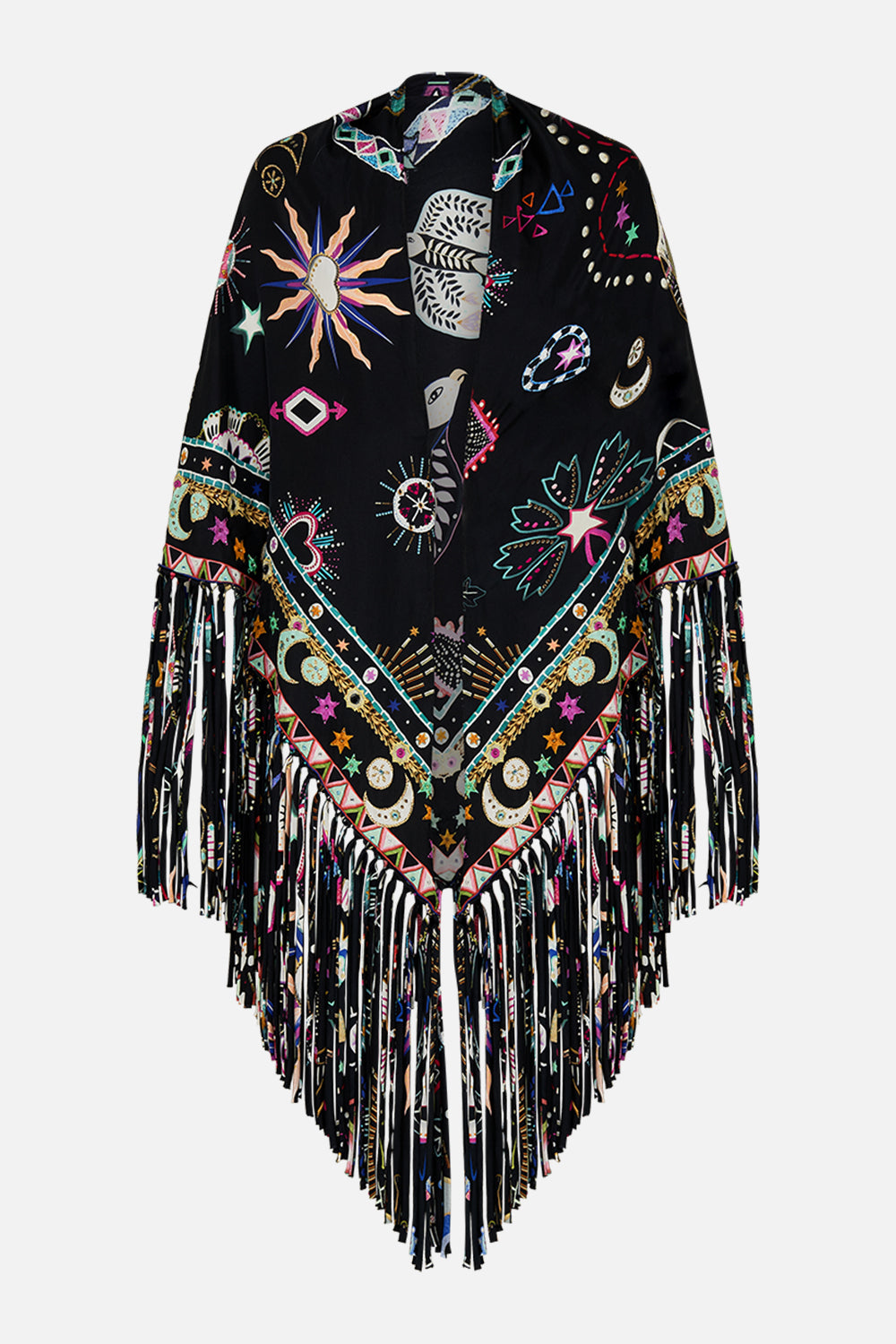 CAMILLA Triangle Scarf With Tassels in Nubian Nights print