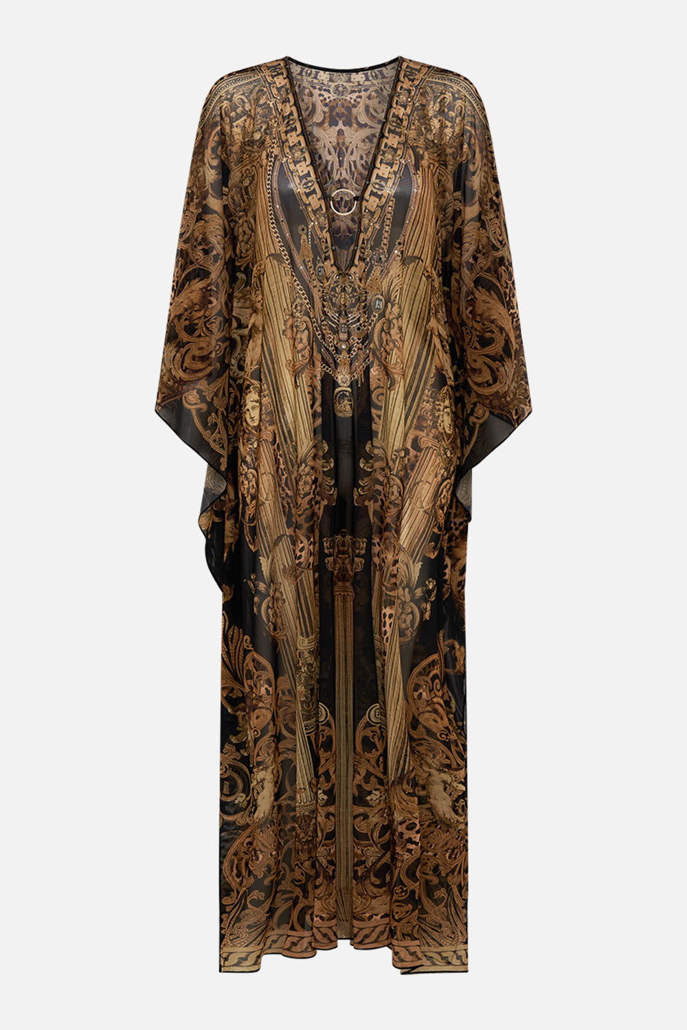 STRETCH MESH KAFTAN WITH TRIM ERA OF EMPIRES