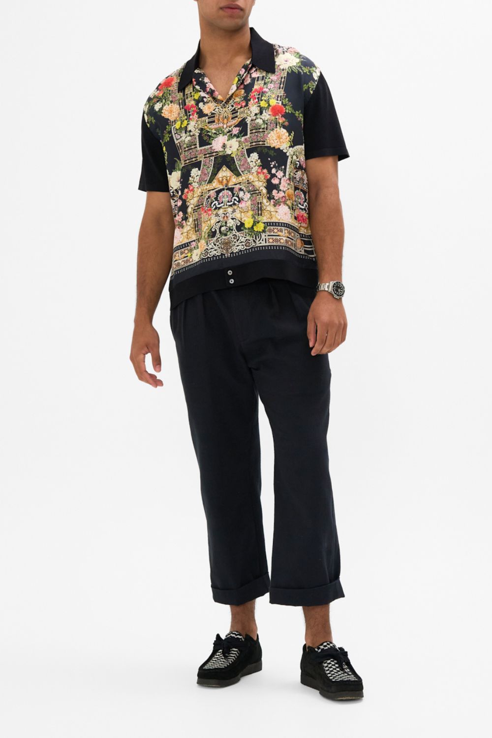 CAMILLA Knit Sleeve Shirt in Adorned in Alexandria print