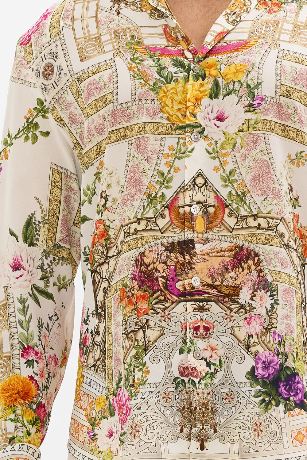CAMILLA Collared Long Sleeve Shirt in Egyptian Rose print. 