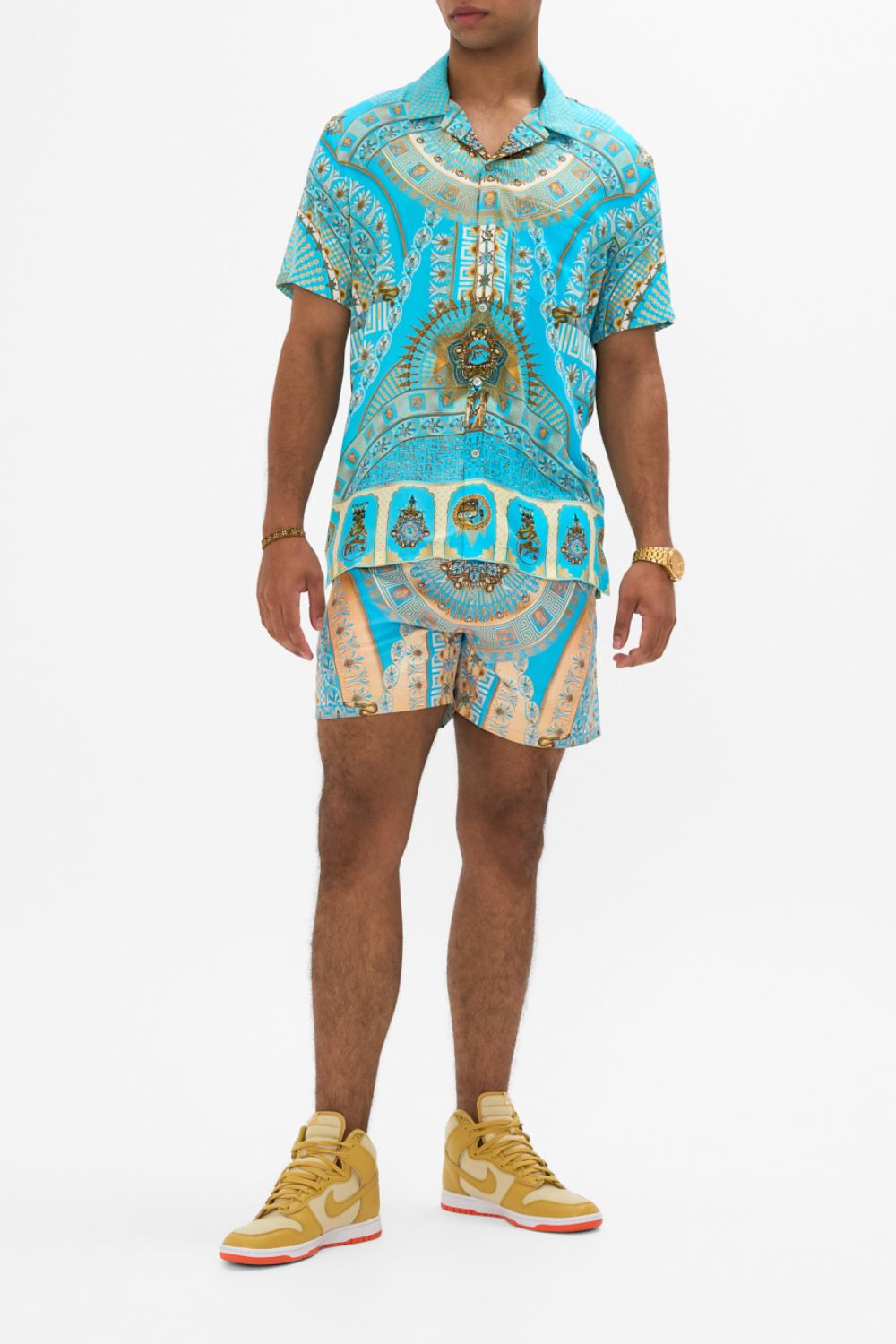 Hotell Franks By CAMILLA Short Sleeve Camp Collared Shirt in Temple Of Light Print.