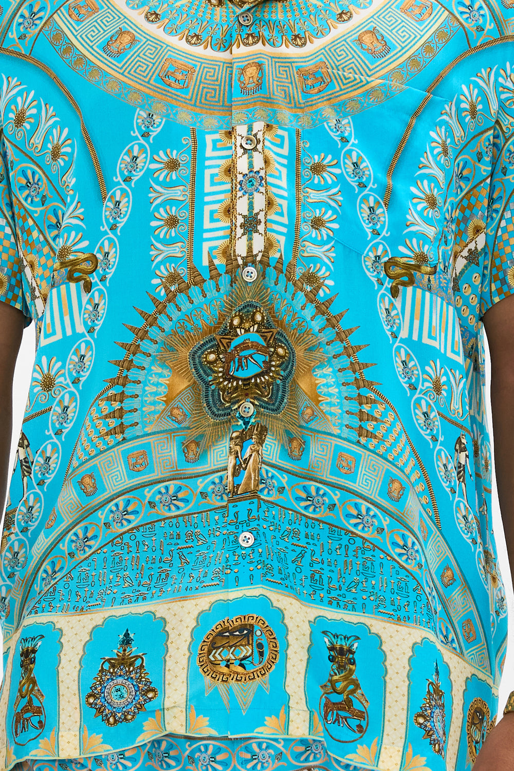 Hotell Franks By CAMILLA Short Sleeve Camp Collared Shirt in Temple Of Light Print.