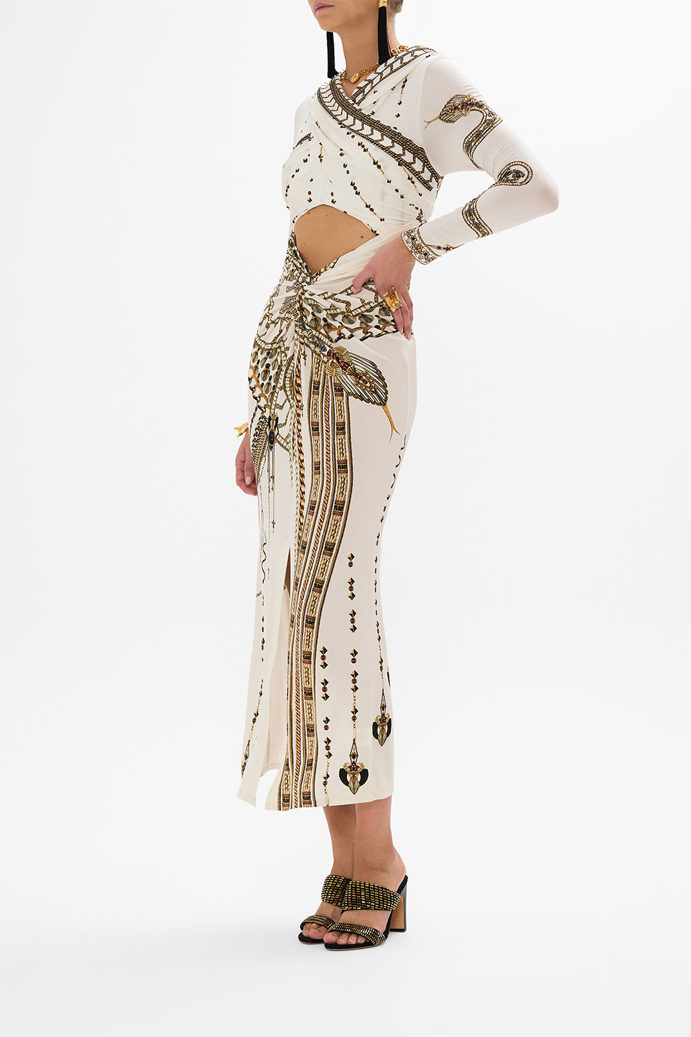 TWIST FRONT JERSEY HOODED DRESS GODDESS ENERGY