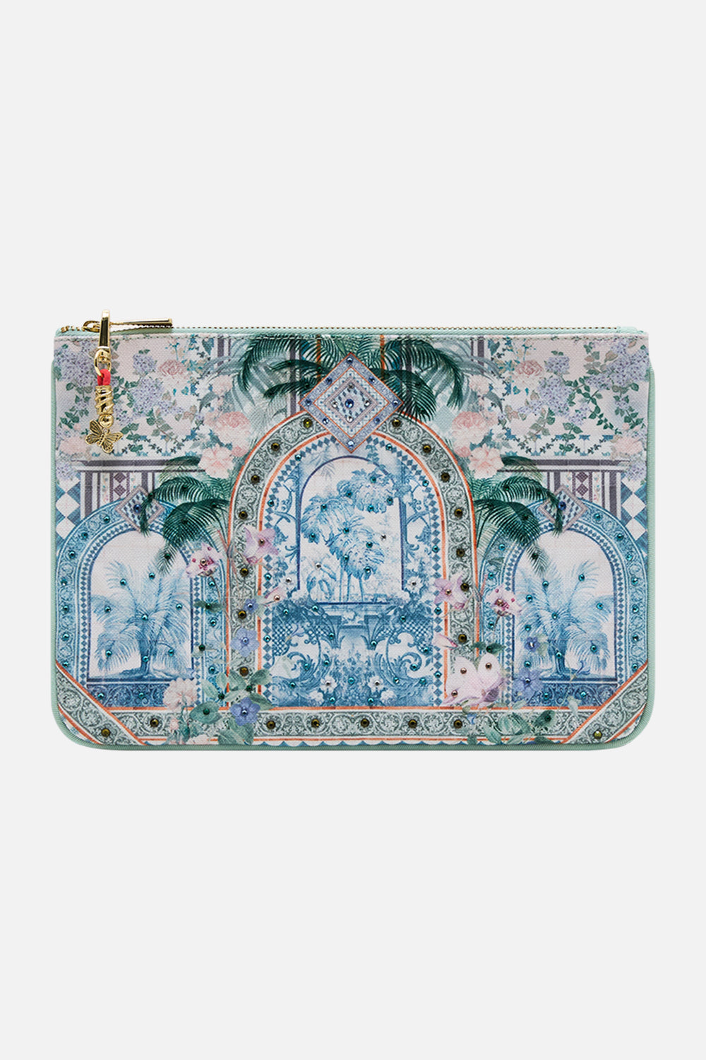 CAMILLA Small Canvas Clutch in Jardim Party print
