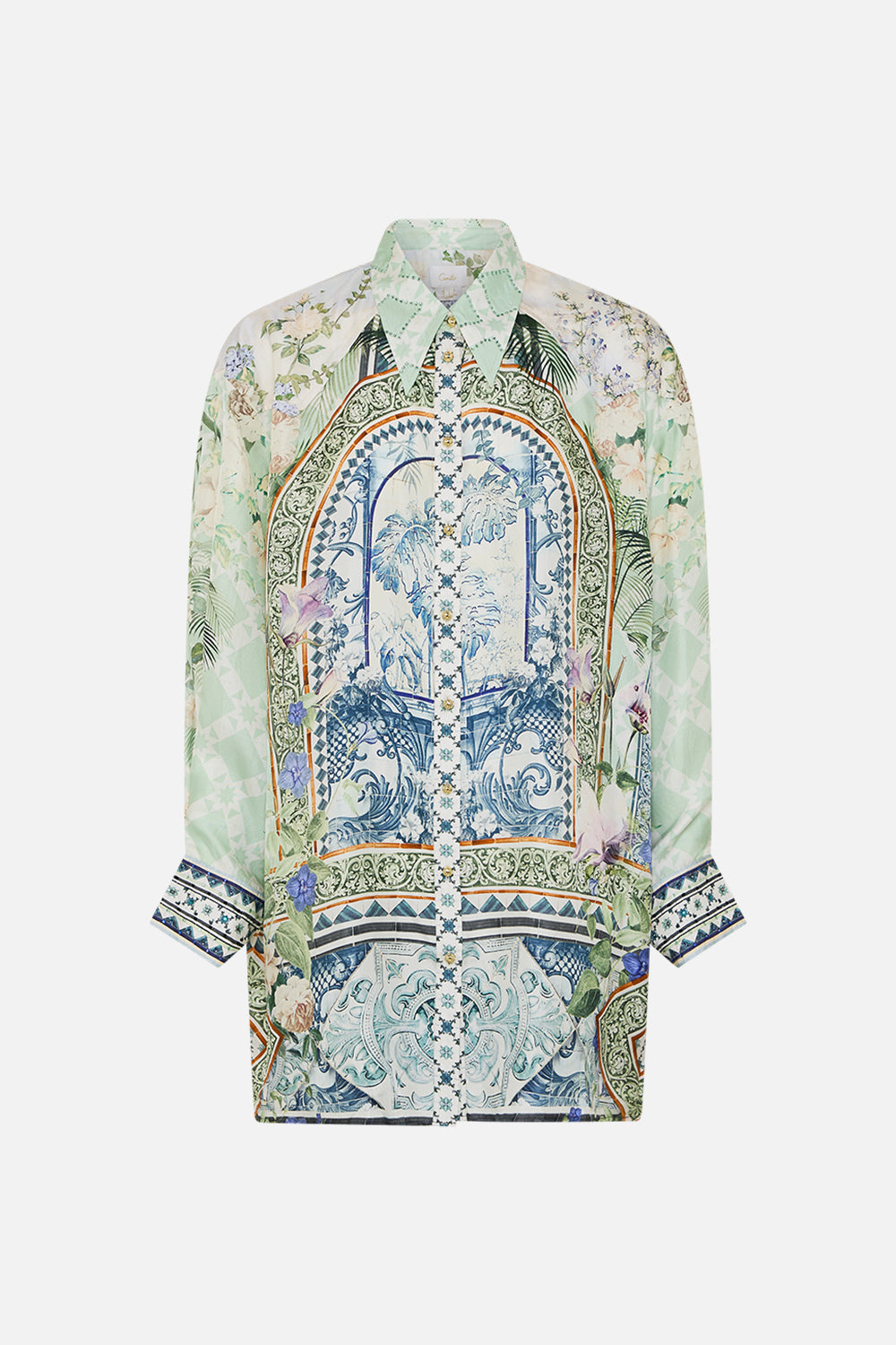 LONG LINE SHIRT WITH YOKE AND BUTTON DETAIL JARDIM PARTY