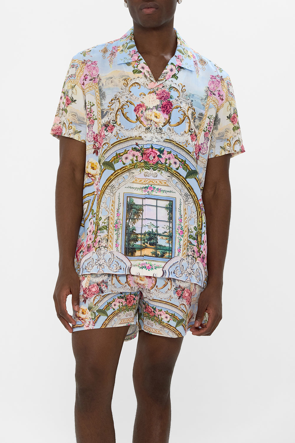 SHORT SLEEVE CAMP COLLARED SHIRT TILED IN TIME