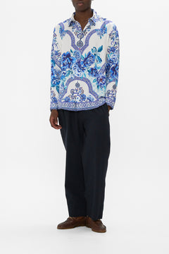 LONG SLEEVE HIDDEN PLACKET SHIRT A CERAMIC GARDEN