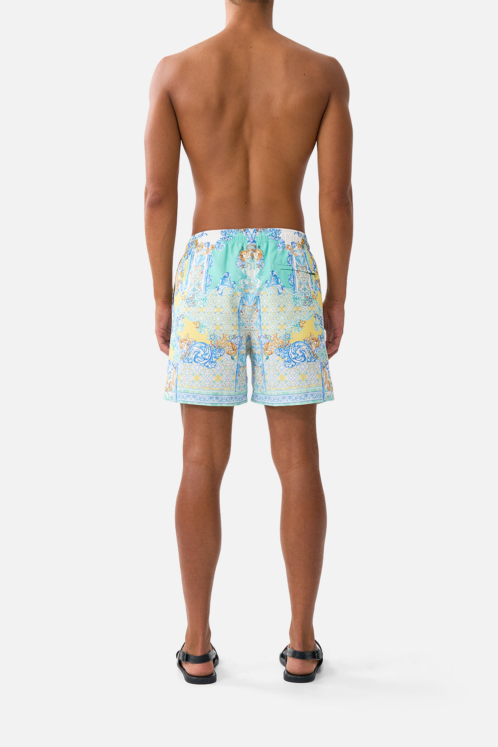 The CAMILLA MID LENGTH BOARDSHORT WITH ELASTIC WAIST DIAL UP THE TILES