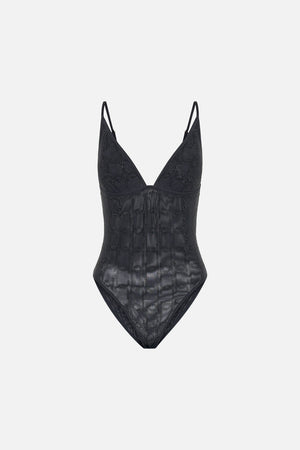 CAMILLA mesh bodysuit in black 