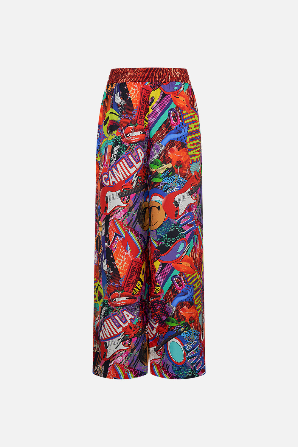 Back product view CAMILLA silk palazzo pants in multicoloured Radical Rebirth print