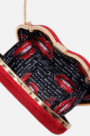 Red Lips Rhinestone Black Tote Bag Purse Handbag | Black tote bag, Tote bag  purse, Purses and handbags