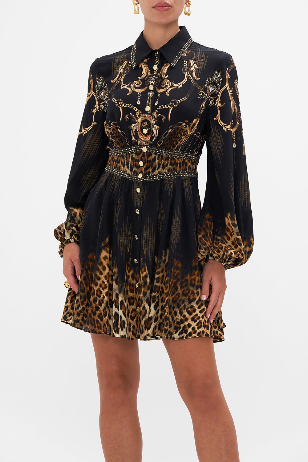 COLLARED SHAPED WAISTBAND DRESS JUNGLE DREAMING