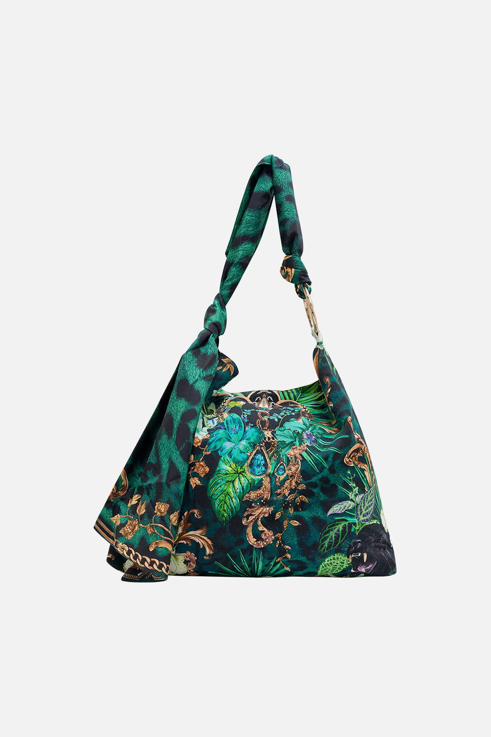 Product view of CAMILLA linen beach bag in Sing My Song print