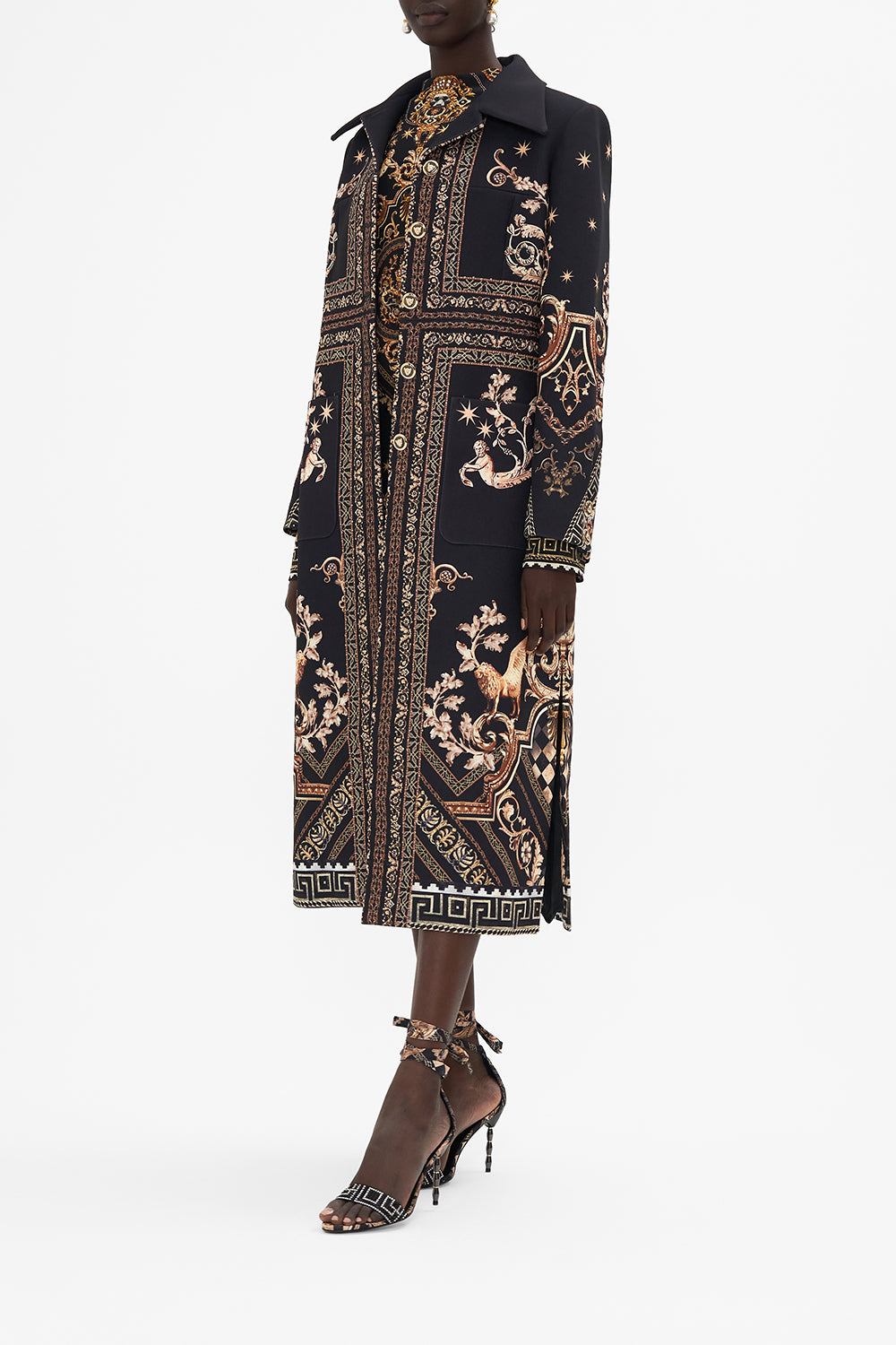 The CAMILLA LONG BUTTON FRONT COAT DUOMO DYNASTY