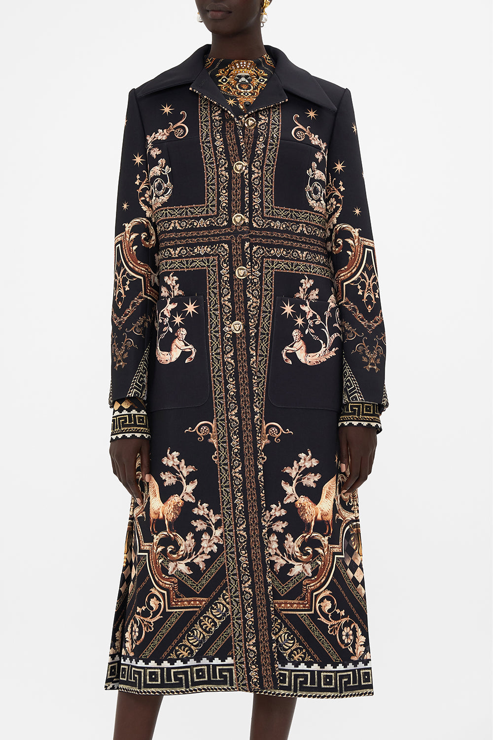 The CAMILLA LONG BUTTON FRONT COAT DUOMO DYNASTY