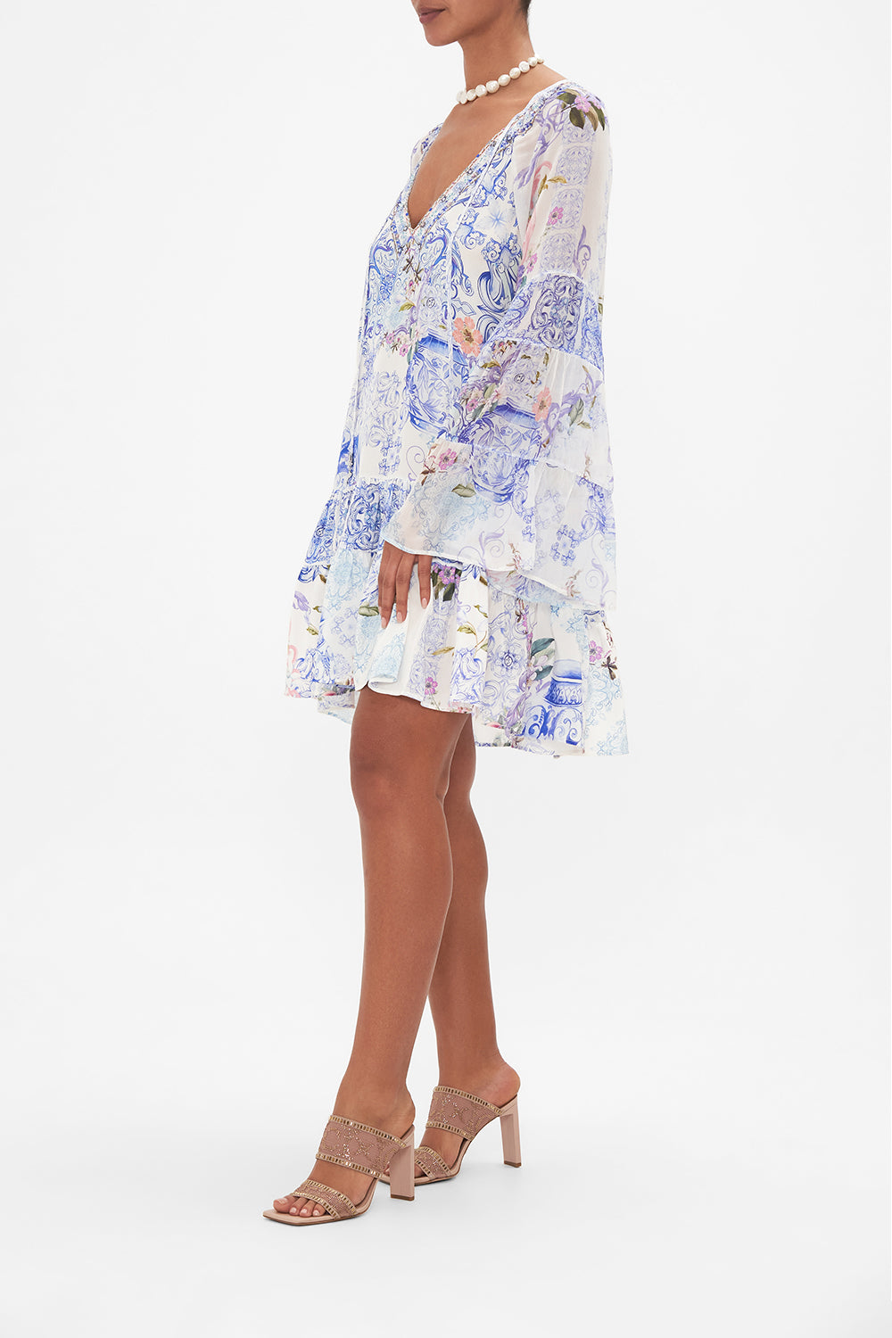 A-LINE GATHERED PANEL DRESS PAINT ME POSITANO