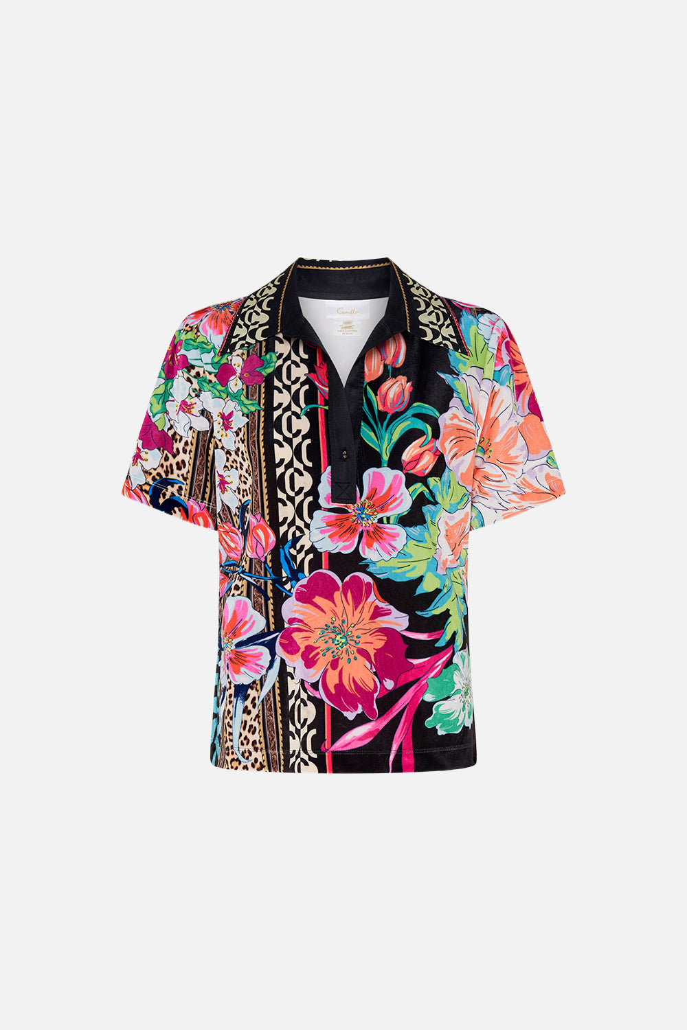 SHORT SLEEVE COLLARED TOP PRINTED PRIMA VERA