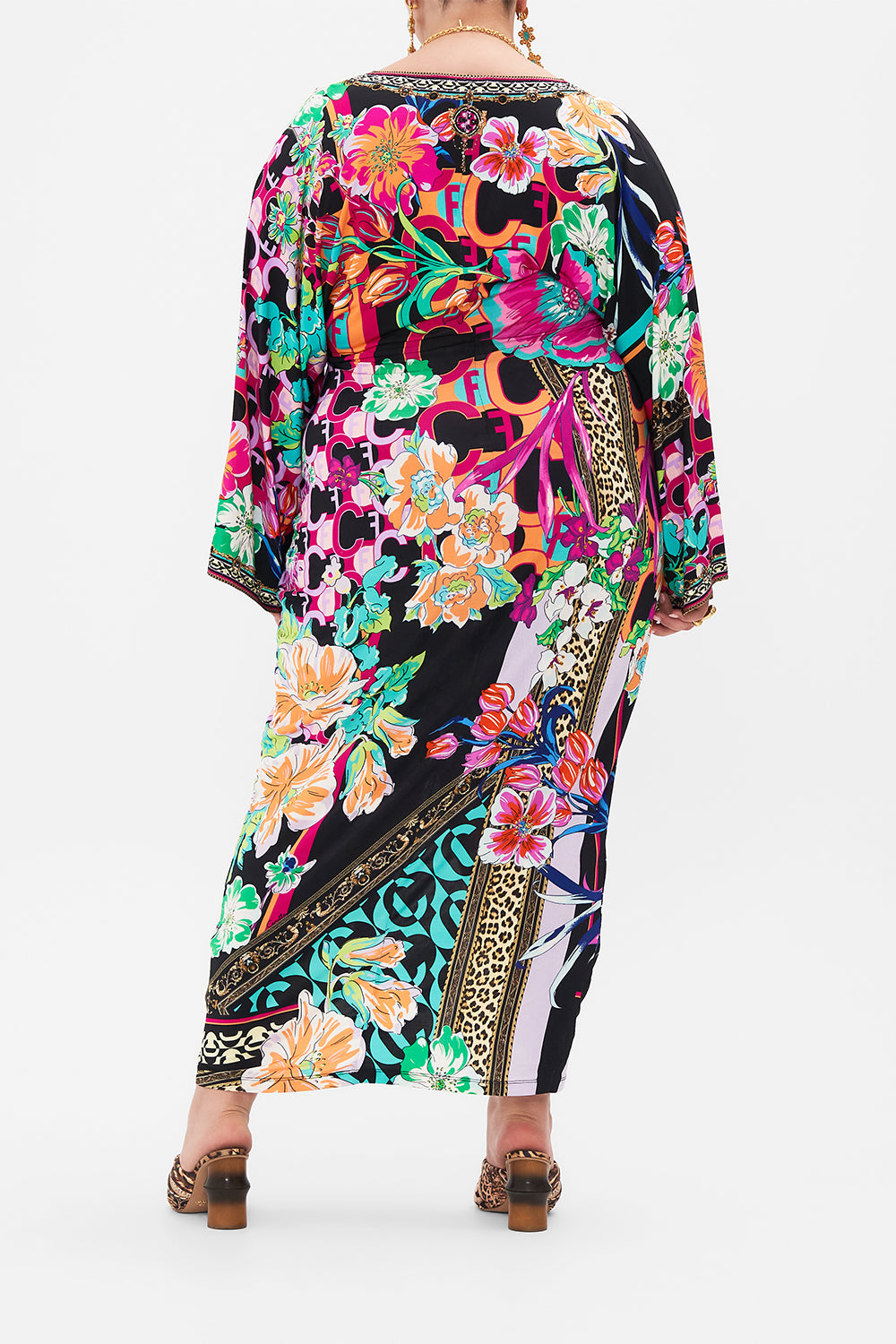 LONG SPLIT FRONT TWIST DRESS PRINTED PRIMA VERA