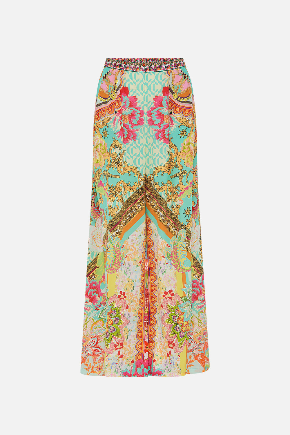 Product view of CAMILLA silk tuck front pant in An Italian Welcome print