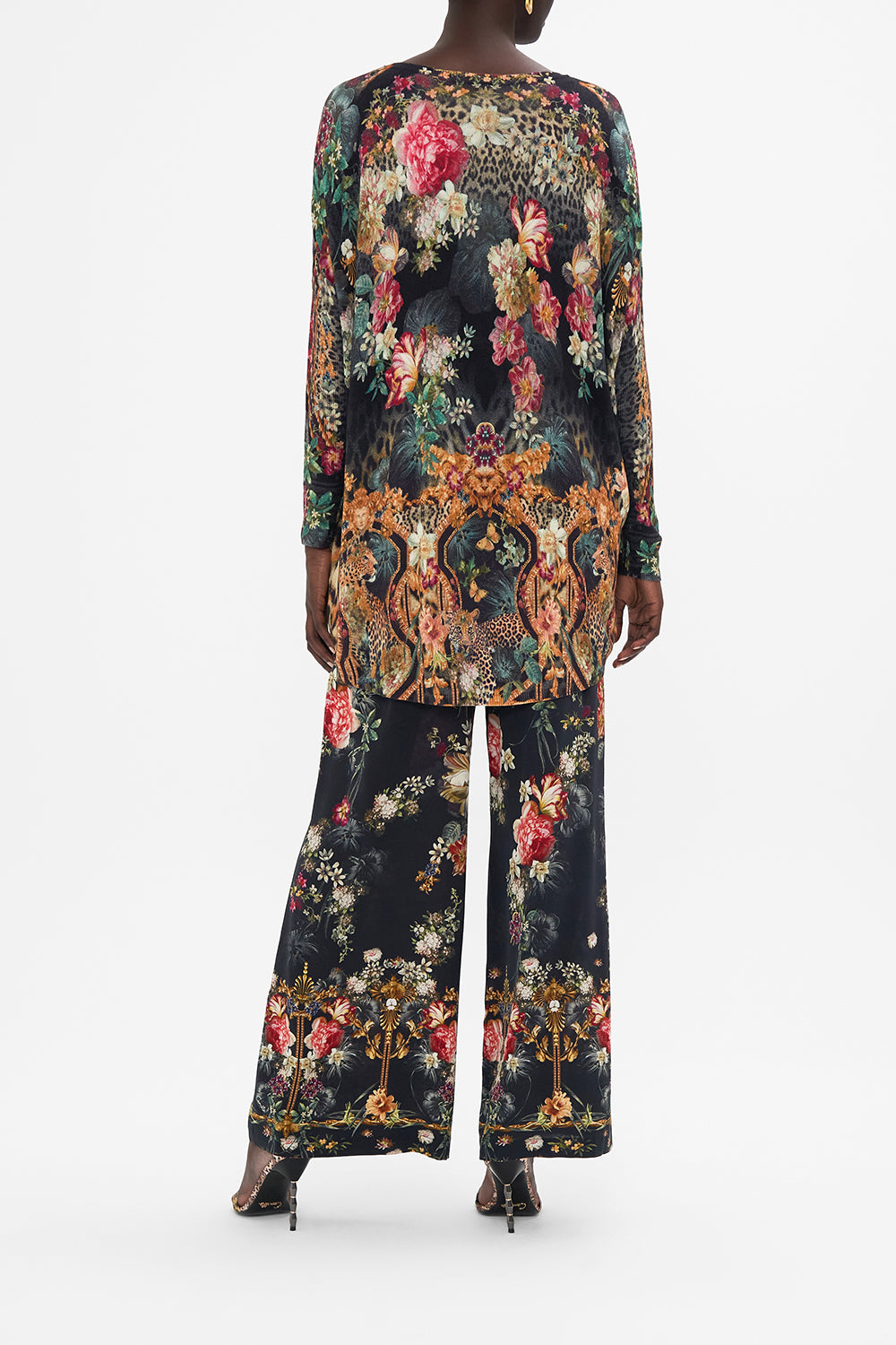 ZARA Floral Long Sleeve Silk Bodysuit Blouse Top S