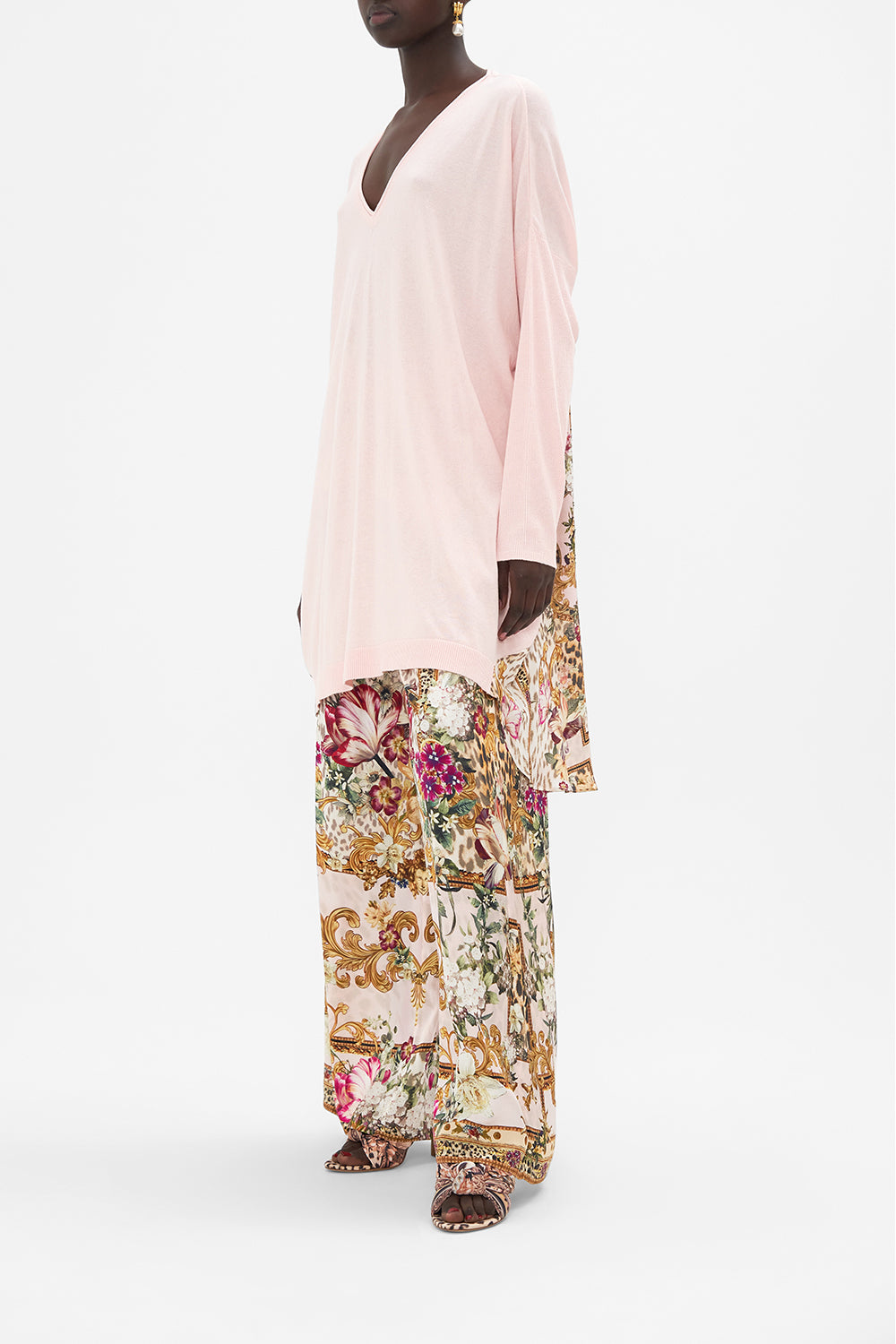 V NECK JUMPER WITH PRINT BACK BAMBINO BLISS