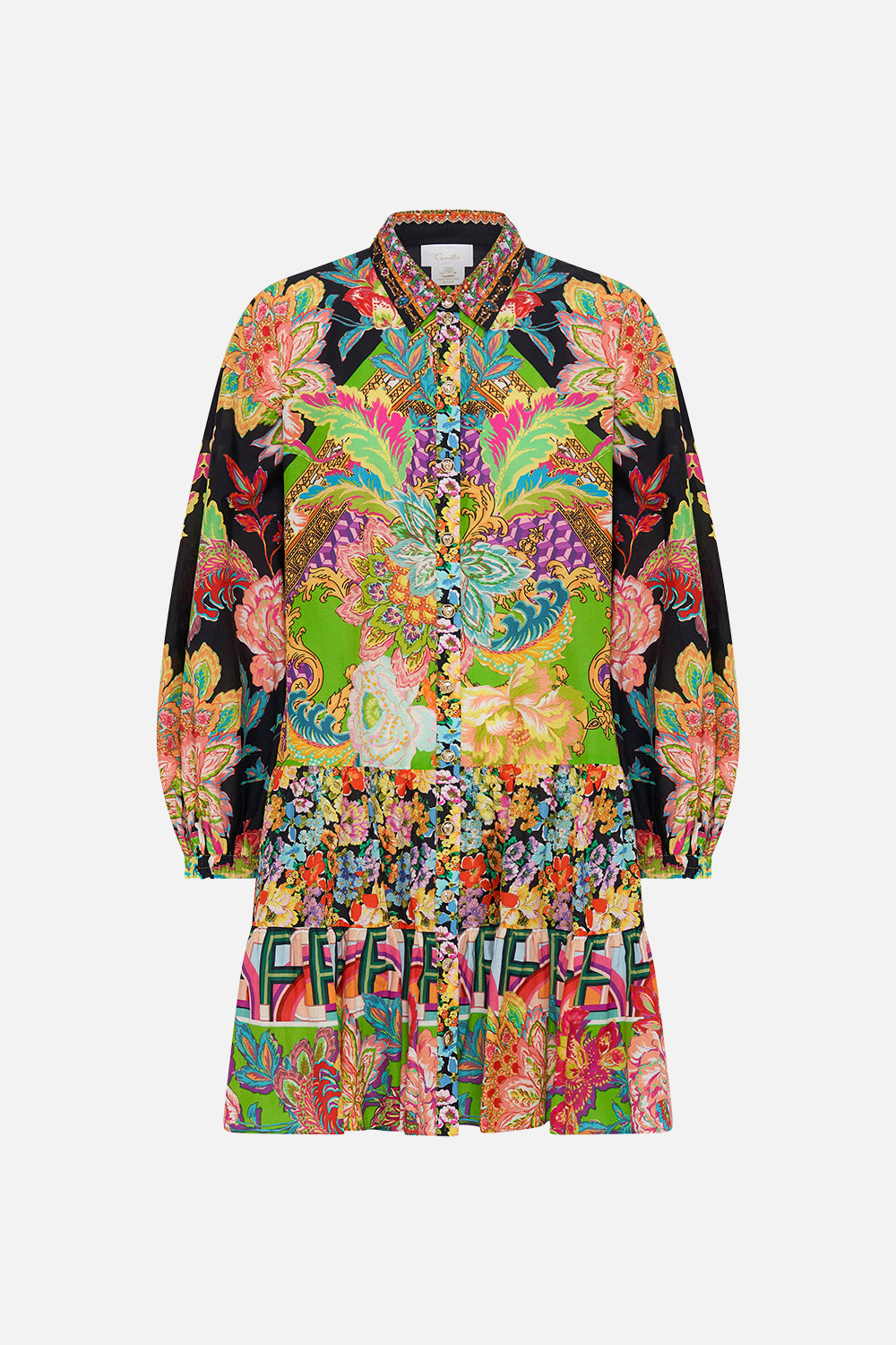 Product view of CAMILLA printed shirt dress in Sundowners in Sicily print 