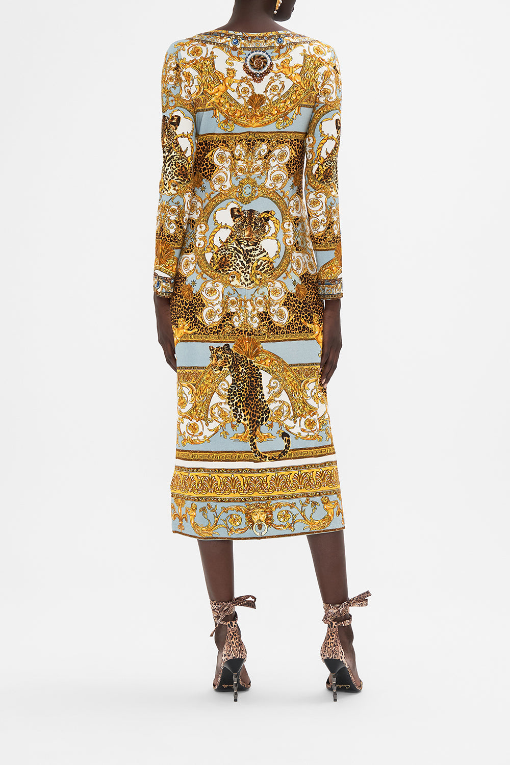 V NECK MIDI JERSEY DRESS PALAZZO PRIDE