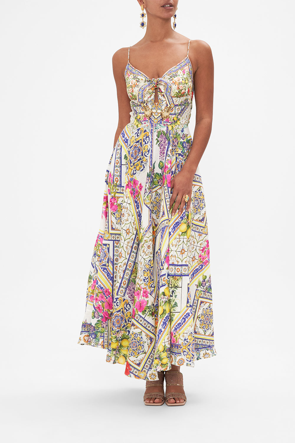 Long Dress With Tie Front, Amalfi Amore | CAMILLA AU – CAMILLA